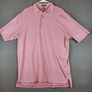 Peter Millar Summer Comfort Polo Shirt Men Large Pink Stripe Stretch Golf Casual
